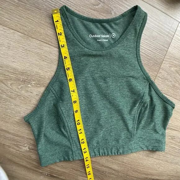 Outdoor Voices Athena Crop Top Sports Bra Sz M Green - Picture 5 of 7